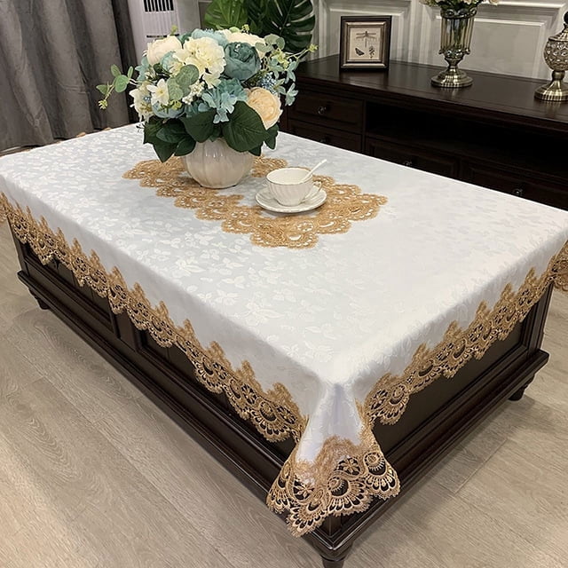 Luxury Tablecloth Embroidery Lace Rectangle Table Cover Flower Elegant Hollow Out Table Cloth Towels Dining Table Decoration
