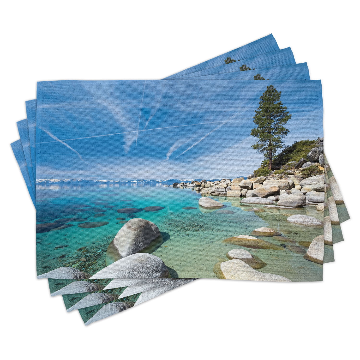 Lake Placemats Set of 4 Aerial View of A Tropic Lake Phenomenal