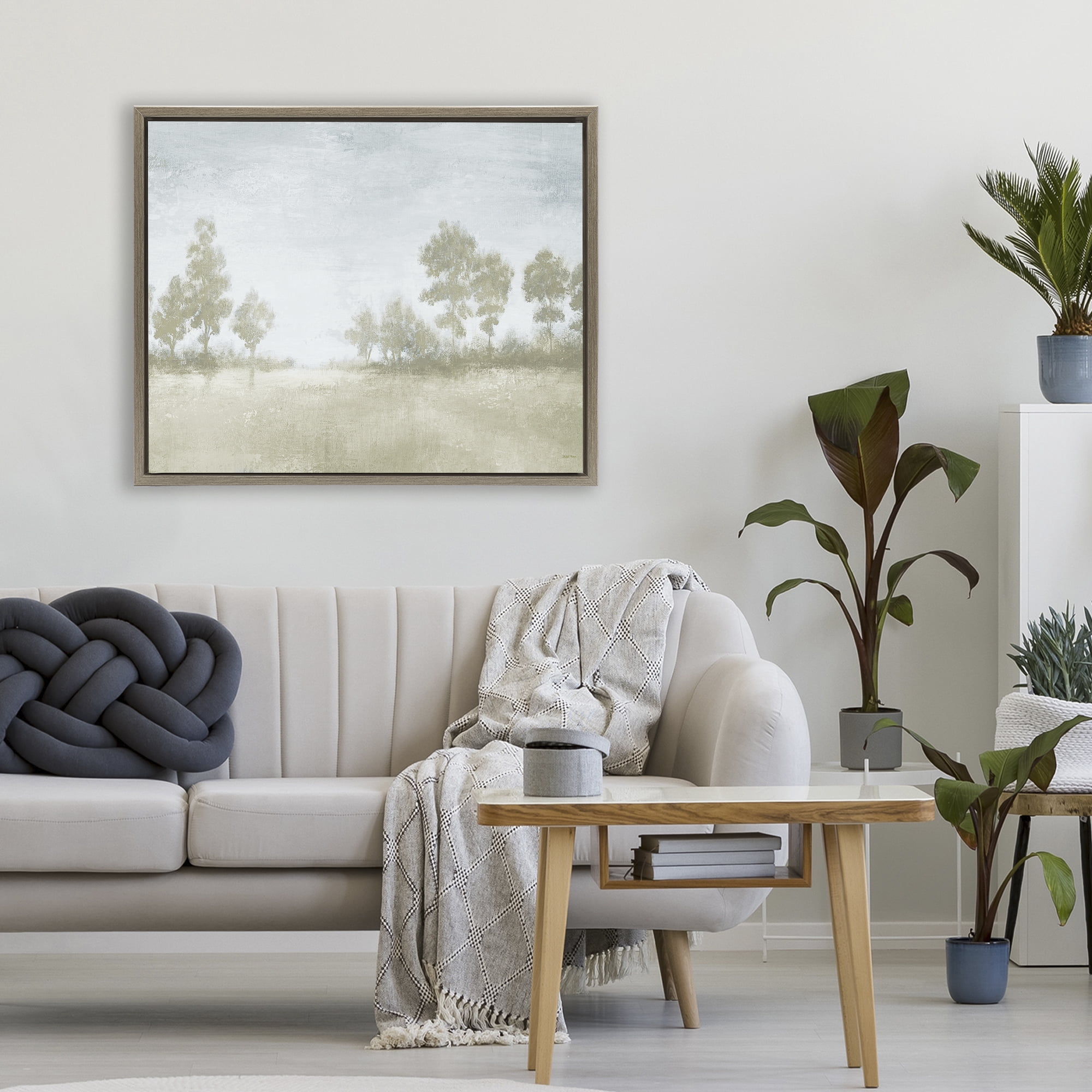 Stupell Industries Soft Distant Valley Landscape Brown Framed Floater Canvas Wall Art, design by Michael Marcon