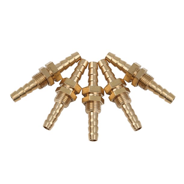 5Pcs Conector de Montaje de Púa de Manguera de Latón de 6mm para Tubo de Combustible Agua Aire