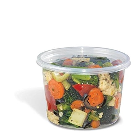 16 Ounce Plastic Lid - Placon 16RPL, 16 Oz Clear Plastic Round Deli Container with Regular Clear Plastic Lid, Take Out Disposable Catering Food Containers with Matching Lids (100)