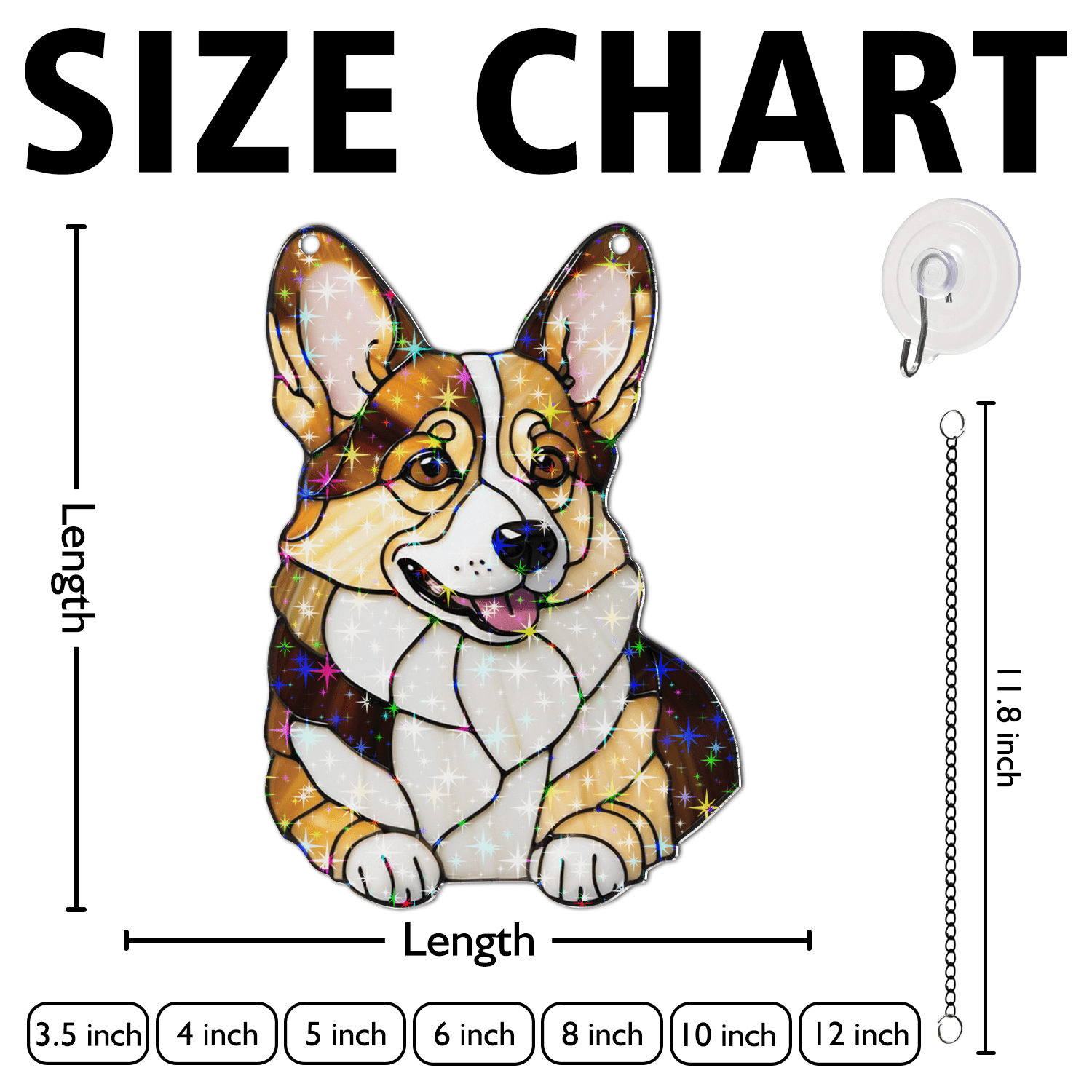89Bloom Pembroke Welsh Corgi Stained Glass Hologram Ornament, Dog Stained Glass Suncatcher Ornaments Home Decor, Dog Holographic Ornaments