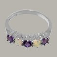 thumbnail image 5 of LBG British Made 10k White Gold Natural Amethyst & Opal October Birthstone Womens Eternity Ring - 33 size options - Size 4, 5 of 7