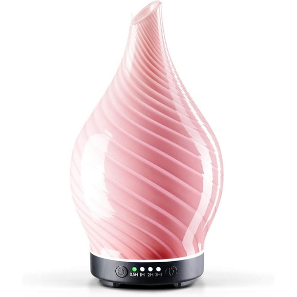 Porseme 150ml Essential Oil Diffuser Glass Color Changing Aroma Air Diffusers Aromatherapy Ultrasonic Cool Mist Humidifier 4 Running Hours Waterless Auto-Off for Sleeping Yoga Office Spa (Pure Pink)