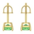 thumbnail image 4 of 14K Solid Gold Screw Back Stud Earrings for Women | 1 cttw Princess Cut Simulated Green Diamond | Yellow Gold, 4 of 5