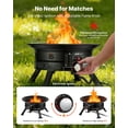 thumbnail image 5 of 19 Inch 53000 BTU Portable Propane Fire Pit with Grill Grate Lava Rocks Adjustable Flame Folding Legs Smokeless Outdoor Fire Bowl for Camping Patio Backyard Deck RV Black, 5 of 6