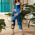 thumbnail image 5 of Iaqnaocc Hawaiian Jumpsuits for Women Summer Plus Size Boho Vacation Outfits for Women Sleeveless Floral Print Jumpsuits Rompers Casual Loose Adjustable Strap Womens Overalls Dark Blue XL, 5 of 6