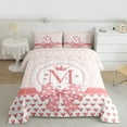 thumbnail image 2 of jejeloiu Letter M Monogrammed Full Size Comforter Sets,Cute Dots Bowtie Bedding Comforter Set,Cartoon Loves Pattern Bedding Sets For Girls,Microfiber Room Decorative Reversible,3 Pieces, 2 of 8