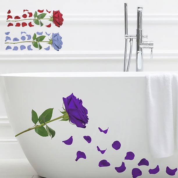 Pegatinas de pared de Rosas Románticas para baño, salón, dormitorio - Arte decorativo de vinilo para paredes, 1-pack