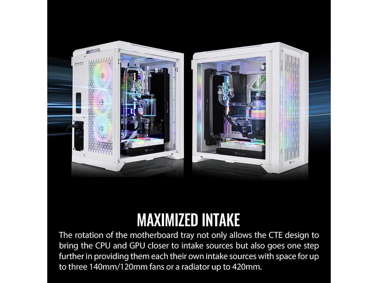 Thermaltake CTE C700 TG ARGB Snow Mid Tower with Centralized Thermal Efficiency Design; 3x140mm White CT140 ARGB Fans Pre-Installed; Tempered Glass Front & Side Panel; CA-1X7-00F6WN-01; White