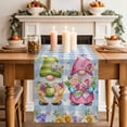 thumbnail image 2 of Table Runner 90 Inches Long for Kitchen Dining, Spring Floral Gnomes Dresser Scarf Farmhouse, Dining Table Decorations for Wedding/Parties, Watercolor Flowers Butterflies Blue Plaid 13 x 90 In, 2 of 8