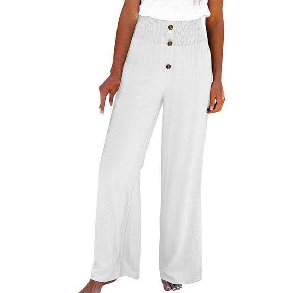 Sngxgn Womens Lounge Pants Slacks Drawstring Casual Wide Leg Pants for Women Trousers(White,L)