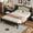 Black + Wood + Queen, variant on [Luckynote]Full Size Wooden Platform Bed with Natural Rattan Headboard, Vintage Bed Frame with Wooden Slat Support, Walnut