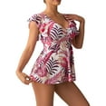 thumbnail image 2 of KIHOUT Women's Split Bikini Swimsuit Floral Print Peplum Ruffle Top Removable Padded Nylon for Beach Pool Summer, 2 of 7