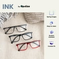 thumbnail image 3 of OPULIZE INK Reading Glasses 5 Pack - Large Rectangular Frame - Black Transparent Gray Dark Red - Spring Hinges, Scratch Resistant - Mens Womens - RRRRR4-1177Z - +2.00, 3 of 6