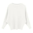 thumbnail image 4 of Oversized Batwing Sleeve Boat Neck Pullover Sweater Soft Knitted Casual Loose Fit Comfortable Long Sleeve Blouse, 4 of 4