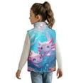thumbnail image 3 of Binienty Underwater Axolotl Fleece Vest Kids Girls Fluffy Fuzzy Jacket Zip Up Lightweight Warm Winter Vests with Pockets Stand Up Collar Toddler Girls' Outerwear Vests Spring Coats, 3 of 7