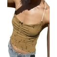 thumbnail image 1 of xiaxaixu Women's Summer Short Cami Tops Green Sleeveless Backless Ruched Floral Crop Tops, 1 of 6