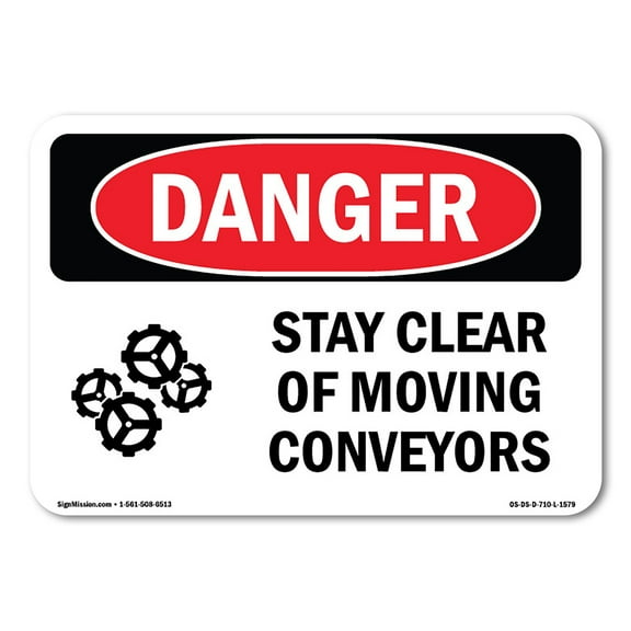 OSHA Danger Sign - Stay Clear Of Moving Conveyors | Plastic Sign | Protect Your Business, Construction Site, Warehouse & Shop Area |  Made in The USA