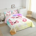 thumbnail image 3 of Manfei Kawaii Axolotl Bedding Comforter Set,Ocean Animal Twin Comforter Sets,Colorful Bubble Graffiti Bedding Set For Girls Kids,Ultra Soft Home Decor Reversible,2 Pieces, 3 of 8