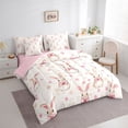 thumbnail image 3 of Homewish Cute Cartoon Rabbit 7-Piece Twin Bedding Sets,Kawaii Bow Bowknot Bedding Comforter Set,Pink Beige Sheet Sets For Girls Kids,Super Cozy Room Decor Reversible, 3 of 8