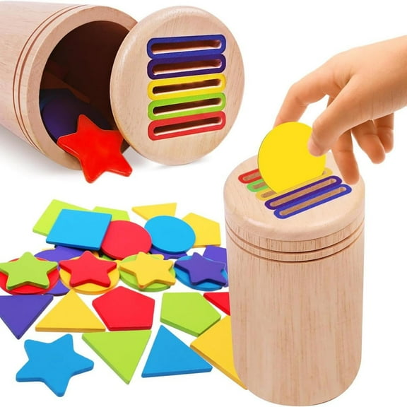 Baby Learning Montessori Toys for 1 2 3 Year Old , Toddler Sensory Educational Fine Motor Skills Wooden Toys, Birthday Gifts for Kids