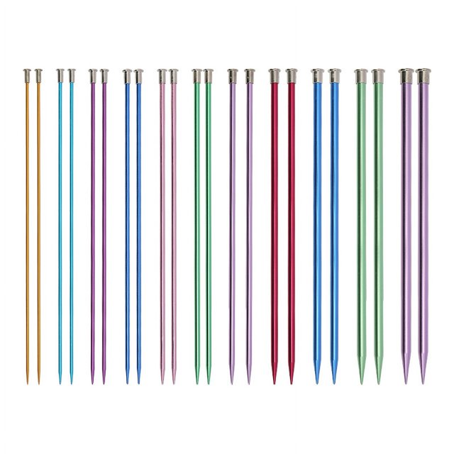 Aguja de alúmina de 35 cm para tejer a crochet con tapón, herramienta de bricolaje, aguja de suéter de color, aguja de una sola punta