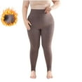 thumbnail image 4 of Sakmal Footless Fleece Lined Tights Women 80D Coffee Leggings Winter Ladies Tight, 4 of 5