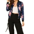 thumbnail image 6 of INSPIRE CHIC Women's Bomber Jacket Slim Fit Lightweight Zip Up Jacket S Dark Blue, 6 of 8
