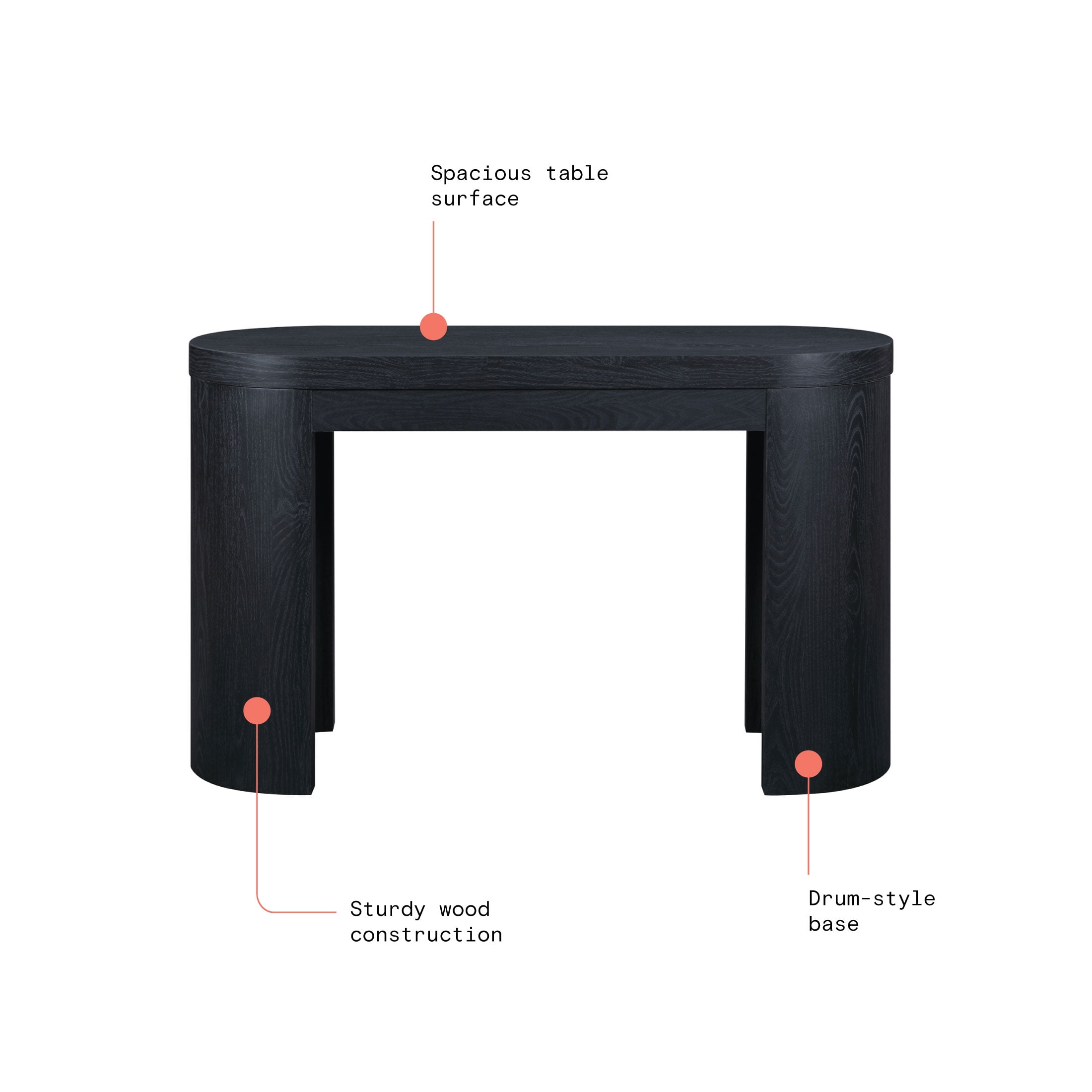 Beautiful Drew Collection Sofa Table, Rich Black Finish