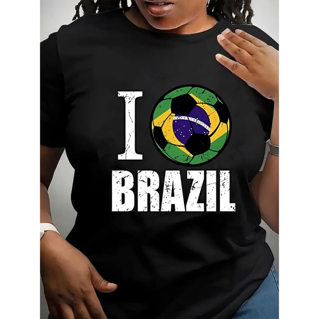 Camiseta de verano para mujer Suave elegante con Cuello redondoSimple English Flag Football Pattern Women's Fashion Trendy Round Neck Short Sleeve, Simple Casual Sports T-shirt, Holiday Comfortable