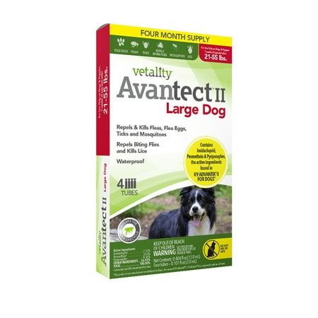 UPC: 0190623250026 | Vetality Avantect II Flea and Tick Prevention for Large Dog  21-55 lbs 4 Doses