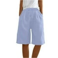 thumbnail image 4 of QATAINLAV Shorts for Women 2025 Summer Knee Length Linen Bermuda Shorts Beach Vacation Clothes Casual Loose Wide Leg Short Pants with Pockets Light Blue XXXL Ofertas en Walmart, 4 of 10