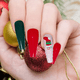 thumbnail image 4 of Uñas postizas navideñas Uñas postizas navideñas con rayas de copo de nieve para mujeres y niñas, 4 of 5