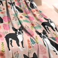 thumbnail image 3 of Pink Boston Terrier and Flower Blanket,Comfortable Soft Lamb Wool Throw Blanket,All Season,Warm Lightweight Blankets for Sofa Bed Couch Living Room Chair,40"x50", 3 of 4