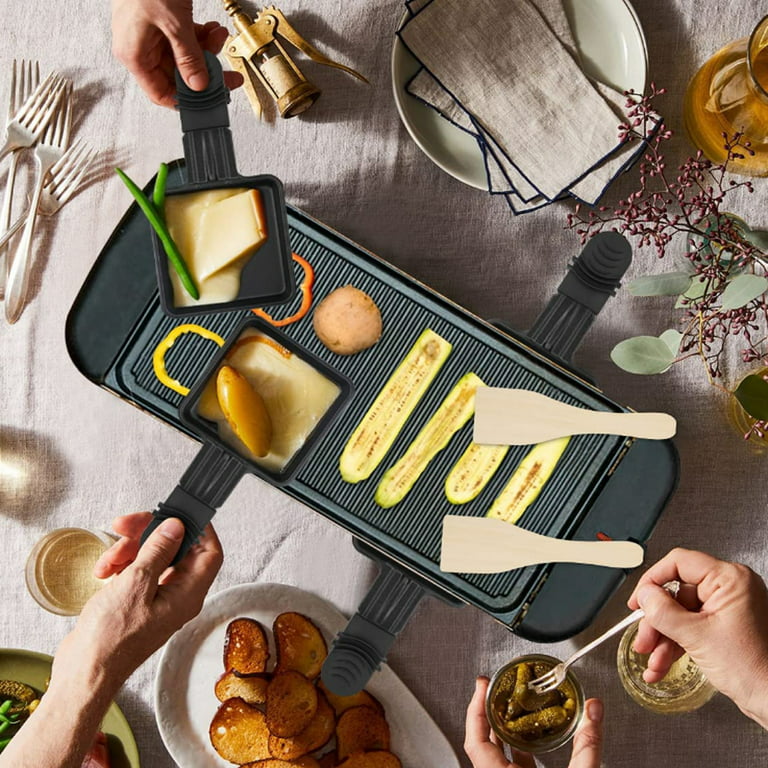 Mini Pans 1 Pieces Non-Stick Grill Pans Square Mini Raclette Grill with 1  Wooden Scoops for Universal Electric Grill Cheese Eggs 