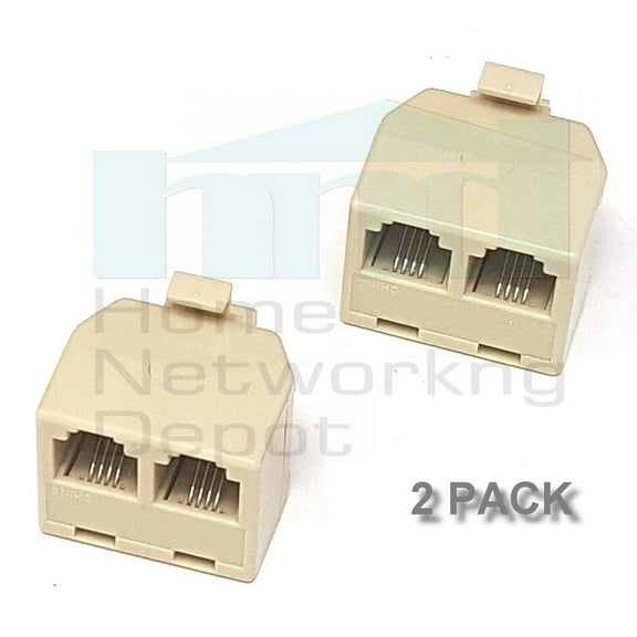 PREMISA ADAPTER TELEPHONE IVORY RJ-11 SPLITTER 6P4C DUAL LINE 1 / LINE 2 - 2 PACK