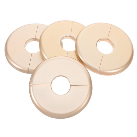 Hemobllo 4Pcs Golden Plastic Plumbing Cover Plates Round Wall Split Flange Decorative Pipe Covers for Home