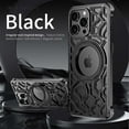 thumbnail image 2 of for iPhone 15 Heat Dissipation Case,Frameless Metal with Stand,Irregular Rock Inspired Designing,360°Rotating Ring Kickstand Protective Cover,Slim Shockproof Thin Bumper Case,Black, 2 of 7