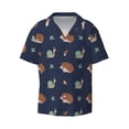 thumbnail image 2 of Lsque Hedgehog And Snail print Men's Cuban Collar Short Sleeve Shirt Summer Beachwear Casual Button Down Fashionable Vacation Leisure Shirt-Small, 2 of 7