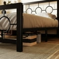 thumbnail image 3 of Amolife Black Twin Size Metal Platform Bed Frame with Circular Vintage Headboard & Footboard, 3 of 9