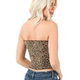 thumbnail image 3 of ShezPretty Womens Fitted Solid Cotton Spandex Layered Crop Tube Top (Medium, Leopard Camel), 3 of 4