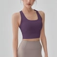 thumbnail image 4 of VISALY Womens Racerback Sport Bra Workout Tank Tops Sleeveless Seamless Athletic Yoga Tops with Built In Bra High Support Sports Bra Comfortable Running Athletic Gym Yoga Basic Tank Tops Purple S, 4 of 9