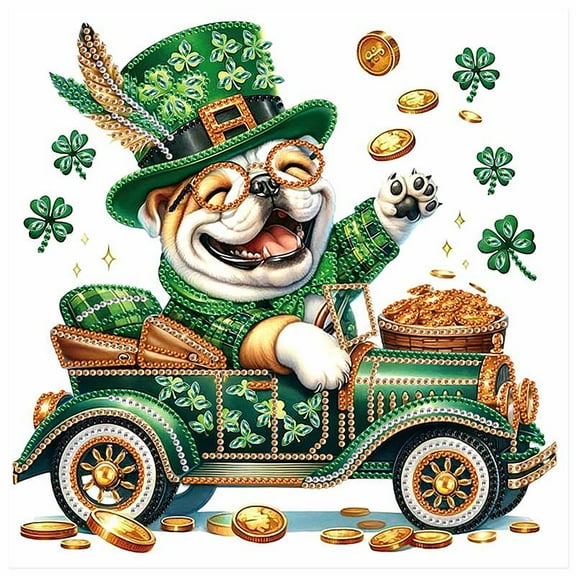 5D DIY Diamond Painting Kit Cheerful Puppy Handmade Creative Artwork for Home Wall Decor, Birthday or Easter Gift