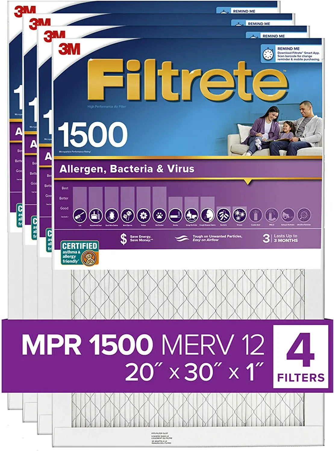Filtrete 20224PK 20x30x1 AC Furnace Air Filter, Healthy Living Ultra