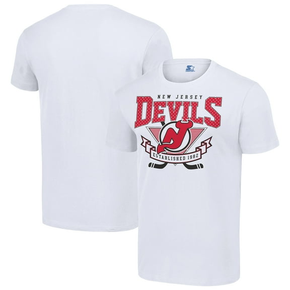 Men's Starter White New Jersey Devils Team Logo Graphic T-Shirt