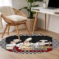 thumbnail image 4 of Round Rugs 3.3 Ft, Chef Non Slip Area Rugs for Kitchen Bedroom Entryway, Cartoon Cute Watercolor Cooking Black Plaid Washable Carpet Runner Rug Floor Mats for Bedroom Home Decor, 4 of 8