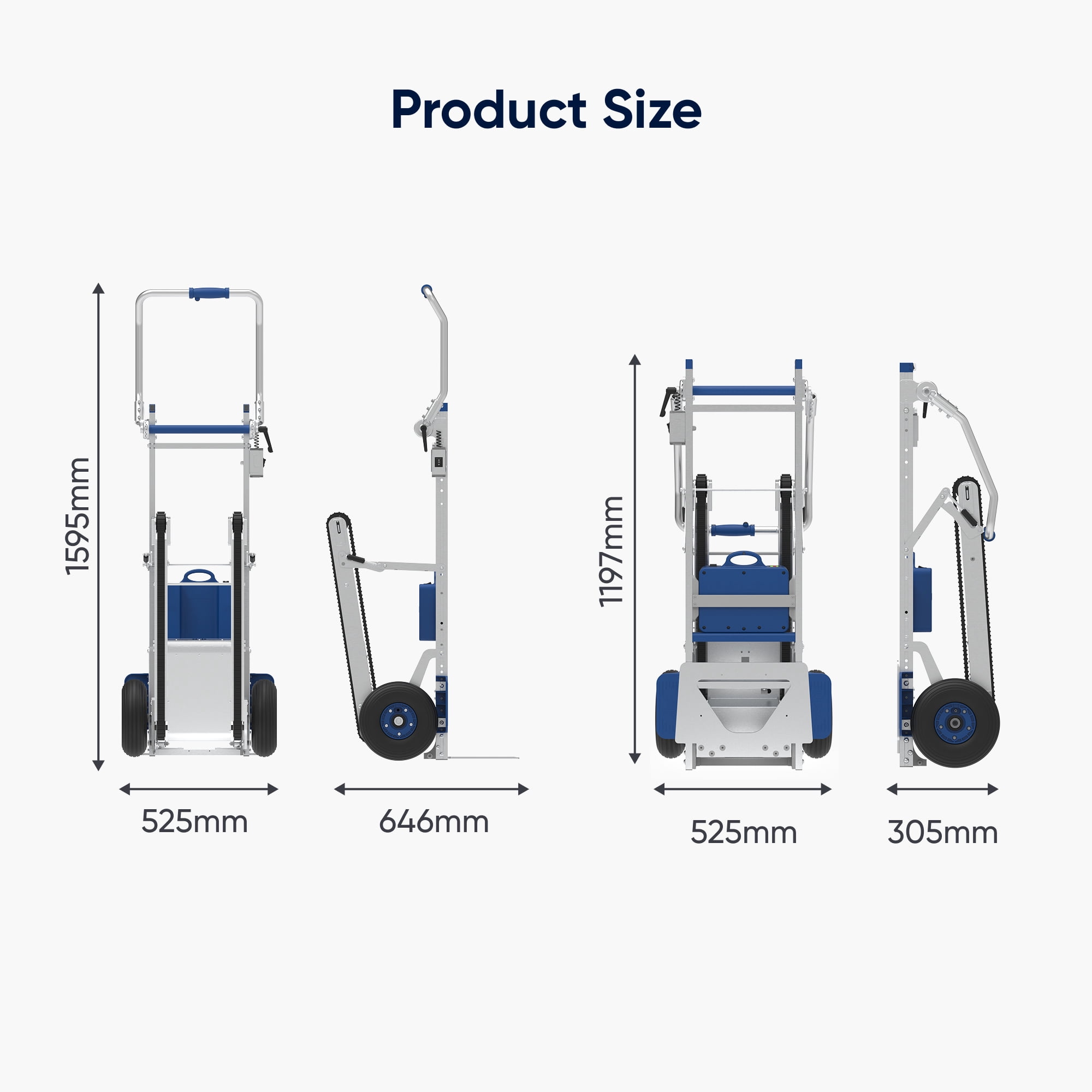 Powered Track Stair Climbing Hand Truck with Brakes 330 lb Capacity, Aluminum Stair Climber Dolly, Lightweight & Portable, Easy to Operate
