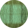thumbnail image 1 of Ahgly Company Indoor Round Abstract Turquoise Blue Modern Area Rugs, 6' Round, 1 of 4