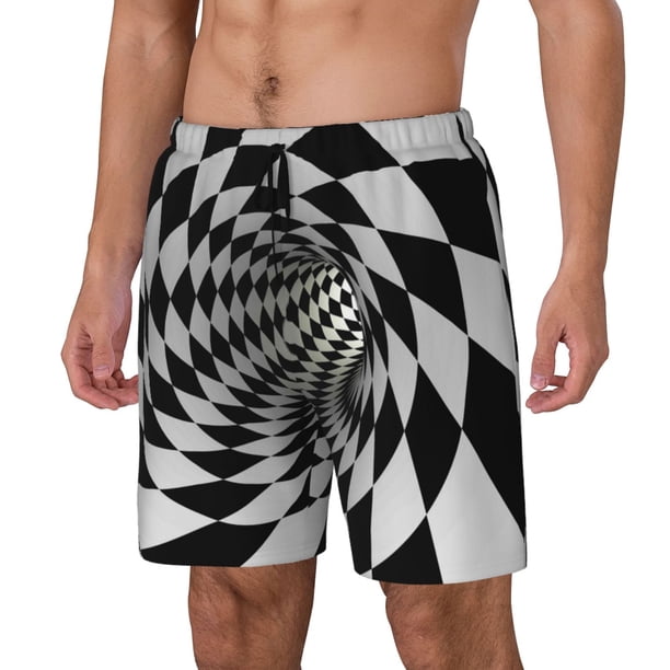Fotbe 3D Vortex Illusion Traje de Baño para Hombre – Shorts de Natación de Secado Rápido con Forro y Bolsillos-Medium